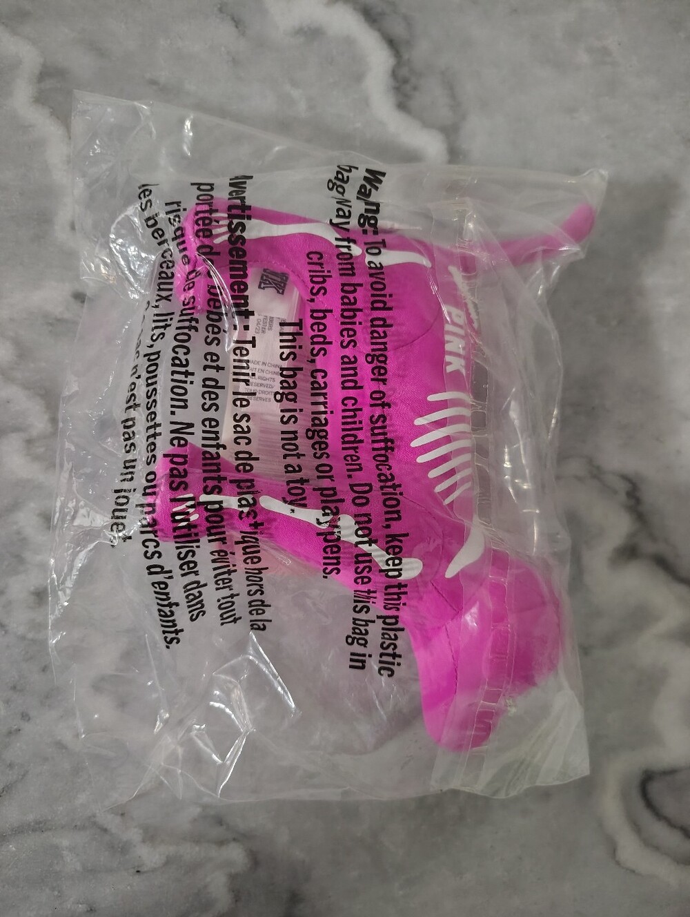 PINK Victoria's Secret Hot Pink Skeleton Dog Plush - Picture 2 of 2